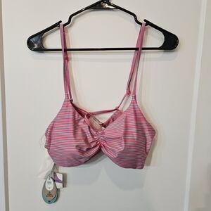 Prana Pink and Blue Striped Swim Top: Bikini